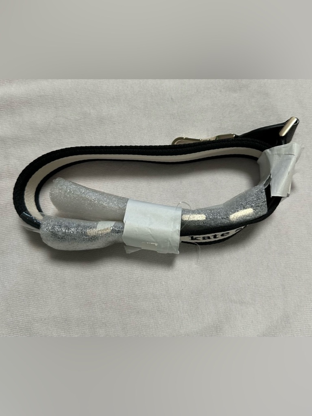SOLD- Kate Spade New York Adjustable Webbing Strap Black Cream G/T Replacement - Picture 3 of 6